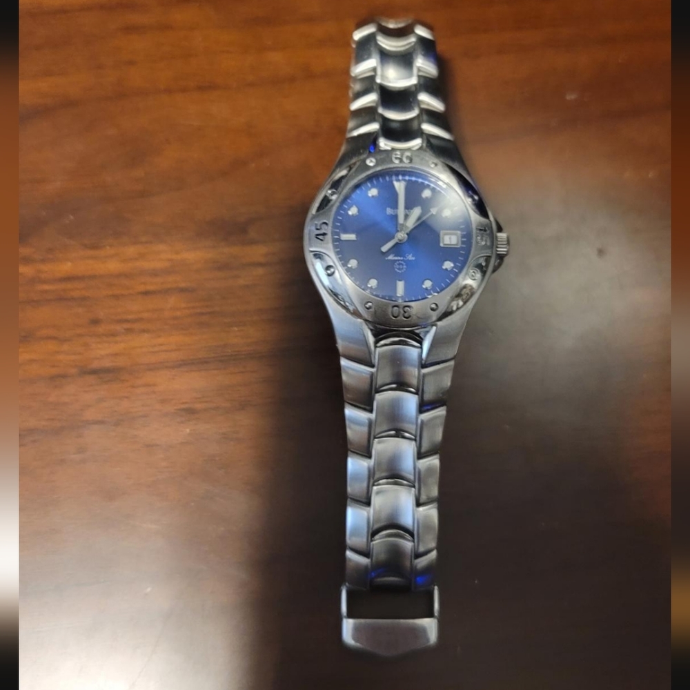 Vintage Bulova Quartz Marine Star 100m blue silver ladies/unisex watch - Picture 2 of 11